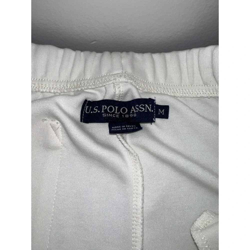 US Polo Assn Mens Jogger Sweatpants Cream White Fleece Cargo Pocket Size Medium